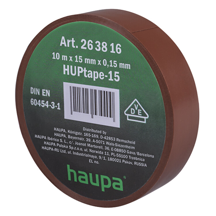 Изолента ПВХ, 19 мм x 25 м, цвет коричневый | 263918 | Haupa