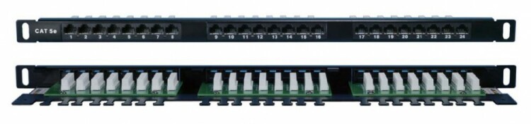 Патч-панель PPHD-19-24-8P8C-C5E-110D высокой плотности 19", 0.5U, 24 порта RJ-45, категория 5E, Dual IDC | 244076 | Hyperline