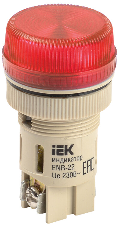 Лампа ENR-22 сигнальная d22мм красный неон/240В цилиндр | BLS40-ENR-K04 | IEK