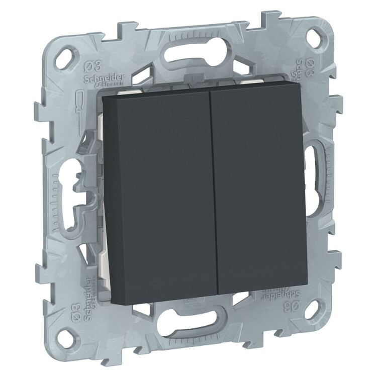 Unica New Антрацит Переключатель 2-клавишный, 2 х сх. 6 | NU521354 | Schneider Electric