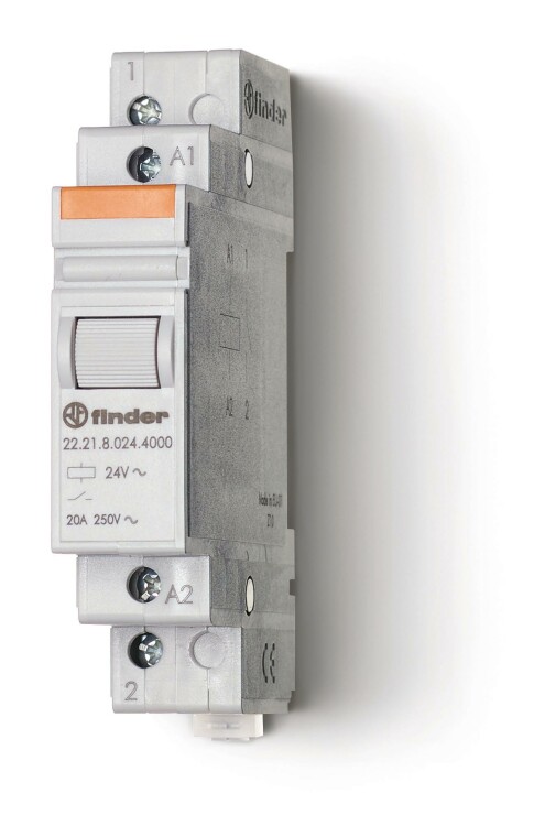 Модульный контактор; 1NO 20А; контакты AgSnO2; катушка 12В DС; ширина 17.5мм; степень защиты IP20 упаковка 1шт. | 222190124000PAS | Finder