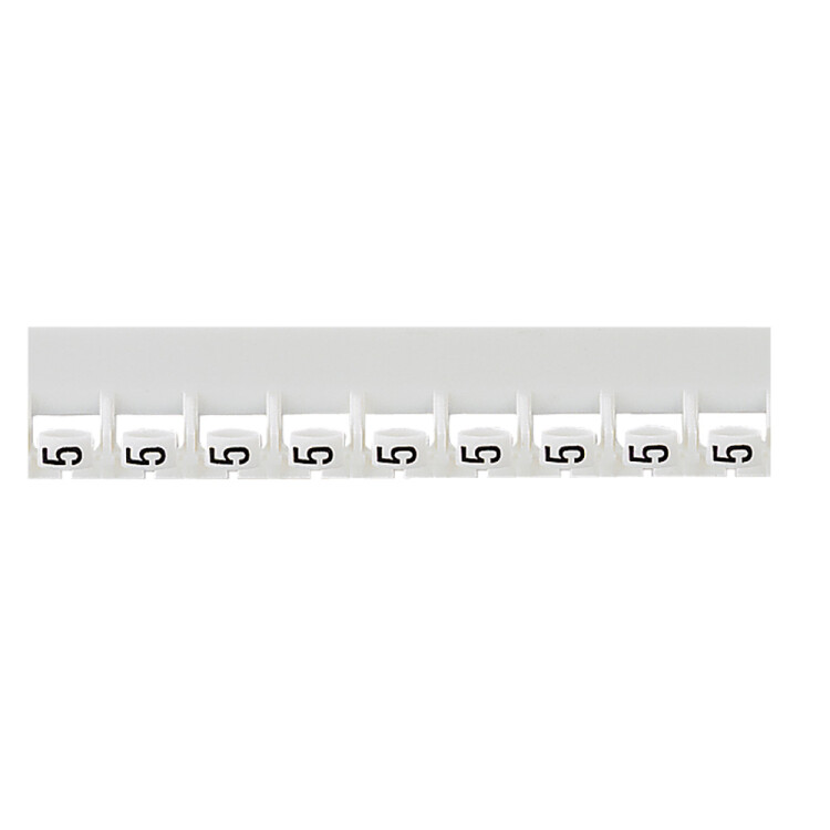Маркер Memocab - ширина 2,3 мм - чёрная маркировка на белом фоне - цифра 5 | 037785 | Legrand