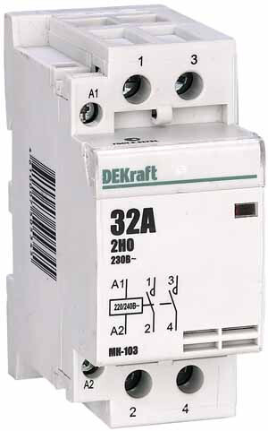 Модульный контактор 2НО 32А 230В МК-103 | 18071DEK | DEKraft