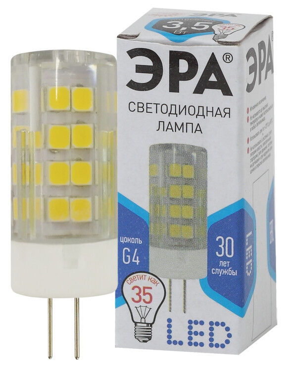 Лампа светодиодная LED 3,5Вт G4 220В 4000К smd JC капсульная | Б0027856 | ЭРА