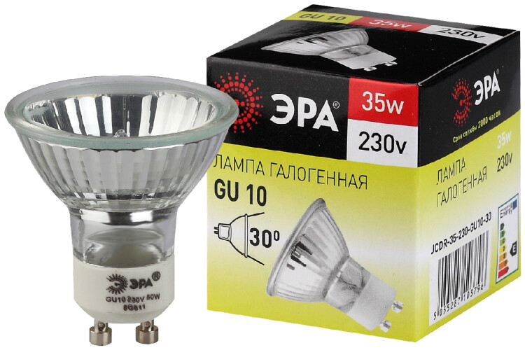 Лампа галогенная 35Вт 220В GU10 JCDR (MR16) | C0027385 | ЭРА