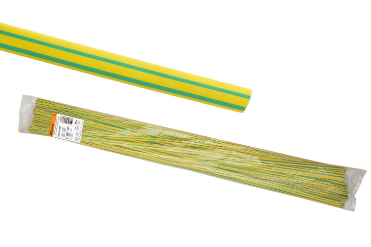 Термоусаживаемая трубка ТУТнг 2/1 желто-зеленая по 1м (200 м/упак) | SQ0518-0322 | TDM