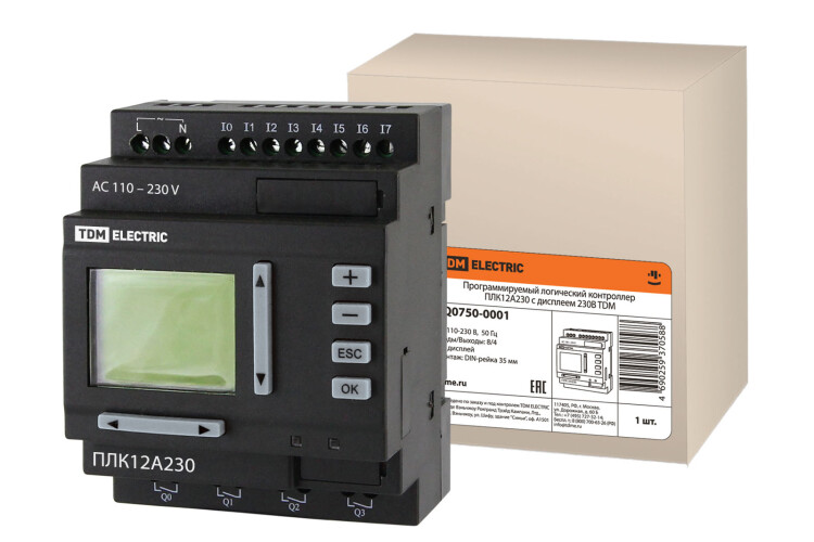 Программируемый логический контроллер ПЛК12A230 с дисплеем 230В | SQ0750-0001 | TDM