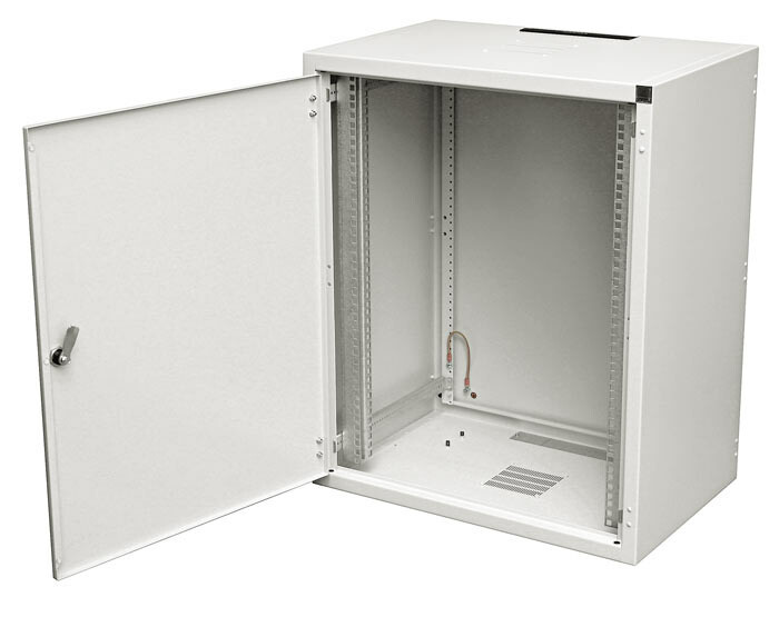 Шкаф настенный WZ-3984-01-M4-011 19-дюймовый (19"), серия SJ2, 15U, 737x600х500, со стальной дверью, цвет серый (RAL 7035) (собранный) | 35348 | Zpas