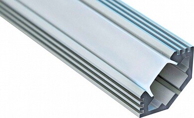 Профиль алюминиевый для светодиодной ленты угловой с фаской ,с заглушками,серебро CAB272 2м ( в комплекте 2 заглушки, 4 крепежа) | 10270 | FERON