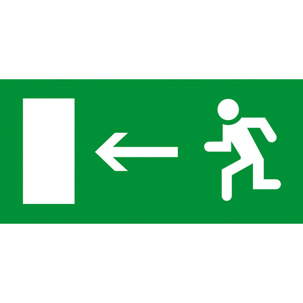 Информационная табличка - для автономных эвакуационных светильников - дверь на выход налево - 310х112 мм | 660865 | Legrand
