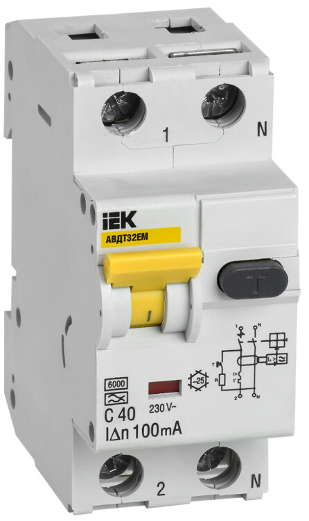 Выключатель автоматический дифференциального тока АВДТ32EM C40 100мА | MVD14-1-040-C-100 | IEK