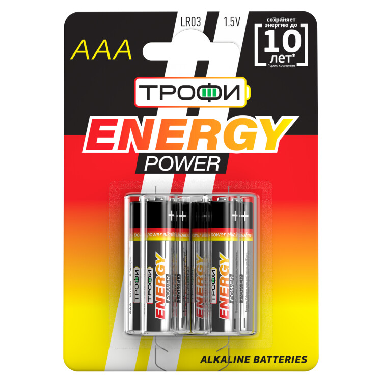 Батарейка щелочная (алкалиновая) LR03-6BL (60/480/28800) (AAA) | Б0017606 | ТРОФИ