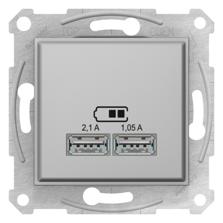 SEDNA USB РОЗЕТКА, 2,1А (2x1,05А), АЛЮМИНИЙ |SDN2710260| Schneider Electric