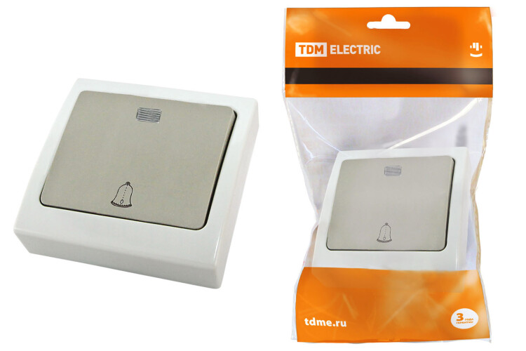 Кнопка звонковая с подсветкой скрытой установки IP54 6A "Вуокса" TDM | SQ1803-0107 | TDM