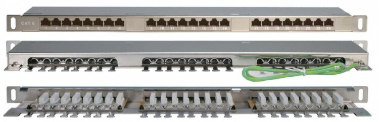 Патч-панель PPHD-19-24-8P8C-C6-SH-110D высокой плотности 19", 0.5U, 24 порта RJ-45, категория 6, Dual IDC, экранированная | 46091 | Hyperline