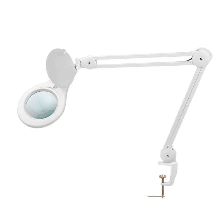 Лупа на струбцине , круглая, 5D, с подсветкой 90 LED, белая | 31-0403 | REXANT