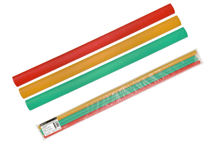 Трубки термоусаживаемые, набор 3 цвета по 3 шт. ТТкНГ(3:1)-19,1/6,4 | SQ0548-1510 | TDM