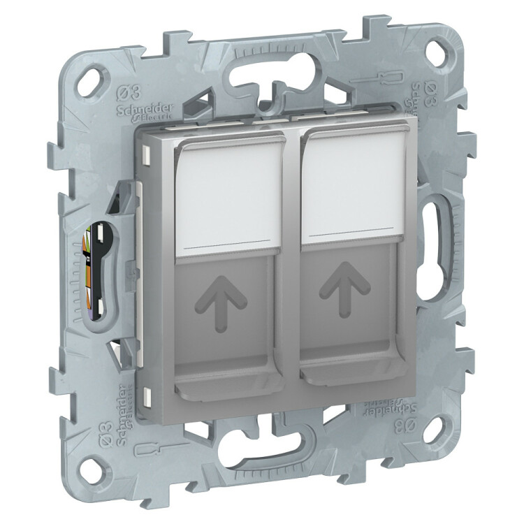 Unica New Алюминий Розетка компьютерная, RJ45, двойная, кат. 6 UTP | NU542430 | Schneider Electric