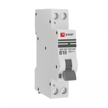 Выключатель автоматический дифференциального тока АВДТ-63М 10А/30мА (1 мод. характеристикаВ, электронный, тип AС) 6кА EKF PROxima | DA63M-10B-30 | EKF