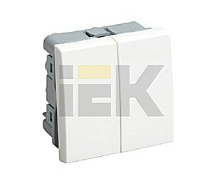 Выключатель проходной (переключатель) двухклавишный на 2 модуля. ВК4-22-00-П | CKK-40D-PD2-K01 | IEK