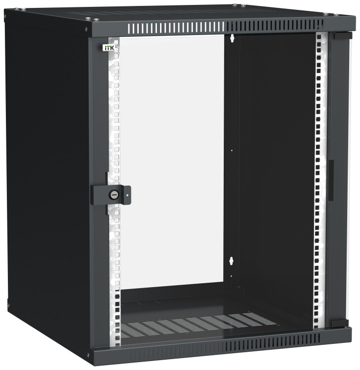 Шкаф LINEA WE 15U 600x650мм дверь стекло черный | LWE5-15U67-GF | ITK