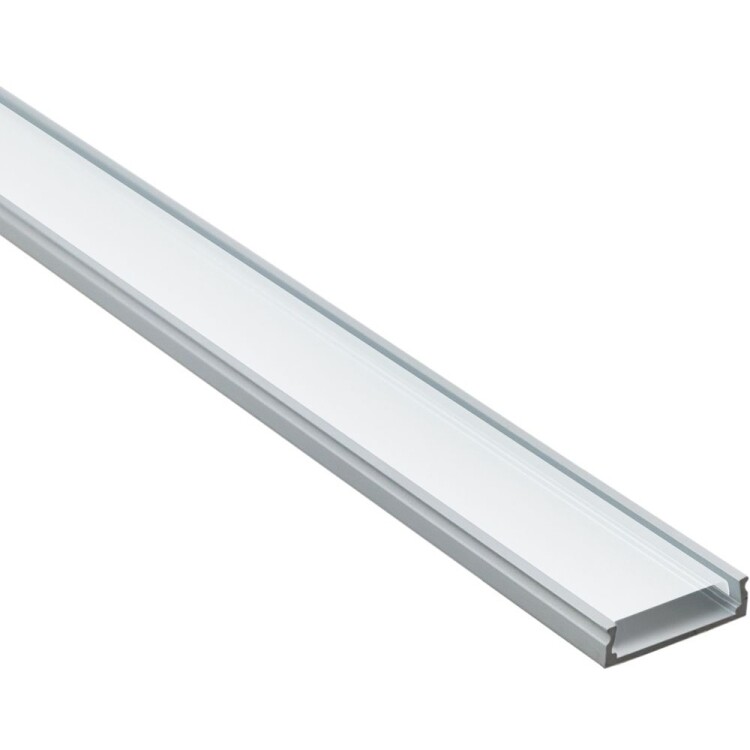 Профиль алюминиевый для светодиодной ленты накладной широкий, серебро CAB263 2м ( в комплекте 2 заглушки, 4 крепежа) | 10277 | FERON