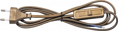 Сетевой шнур KF-HK-1 230V 1.9м (с выключателем) золото | 23051 | FERON