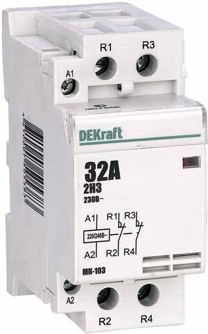Модульный контактор 2НЗ 32А 230В МК-103 | 18073DEK | DEKraft