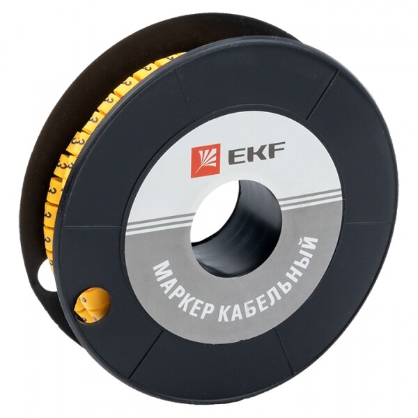 Маркер-кабельный 2,5кв.мм "3" (1000шт.) (ЕС-1) EKF PROxima | plc-KM-2.5-3 | EKF