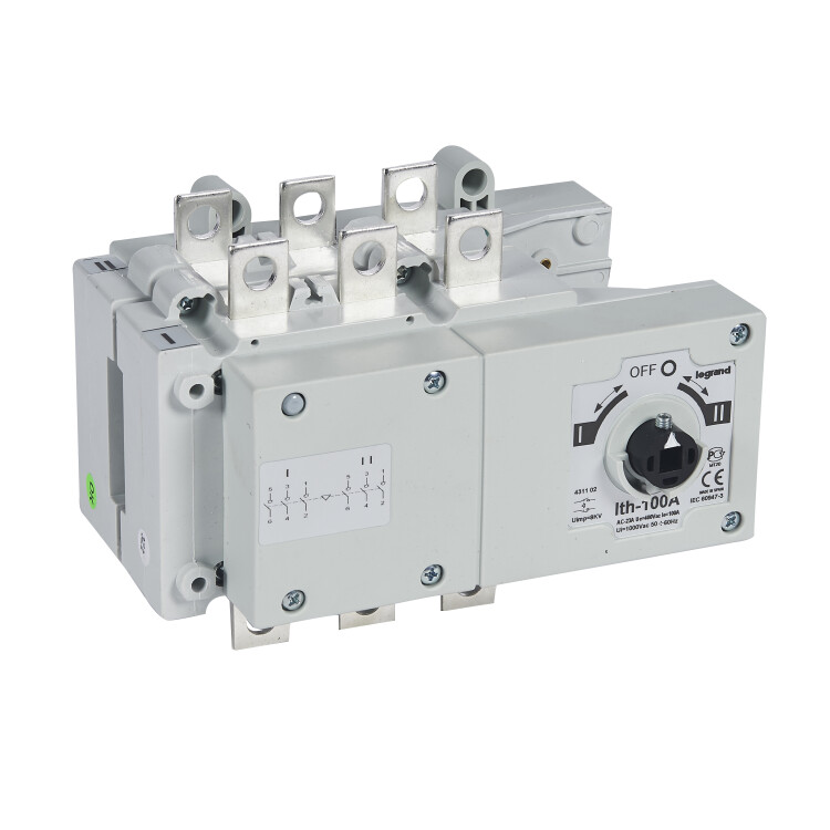 Перекидной выключатель-разъединитель DCX-M - 100 А - типоразмер 2 - 3П - плоские выводы | 431102 | Legrand