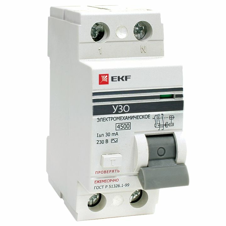 Выключатель дифференциальный (УЗО) УЗО ВД-100 2P 50А/100мА (тип АС, электромеханическое) EKF PROxima | elcb-2-50-100-em-pro | EKF