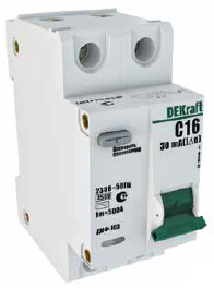 Выключатель автоматический дифференциальный ДИФ-103 1п+N 16А C 30мА тип AC | 16013DEK | DEKraft