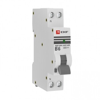Выключатель автоматический дифференциального тока АВДТ-63М 6А/10мА (1 мод. характеристикаB, электронный, тип AС) 6кА EKF PROxima | DA63M-6B-10 | EKF