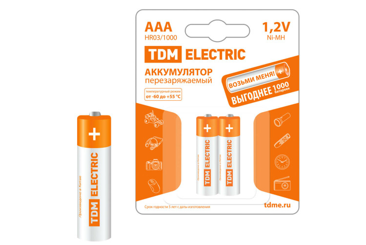 Аккумулятор AAA-1000 mAh Ni-MH BP-2 | SQ1702-0075 | TDM