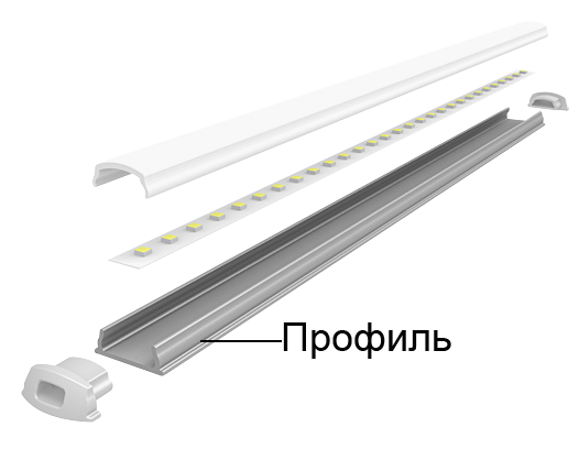 Профиль алюминиевый для светодиодной ленты PAL 1105 гибкий (2м) анодированный | 5009523 | Jazzway