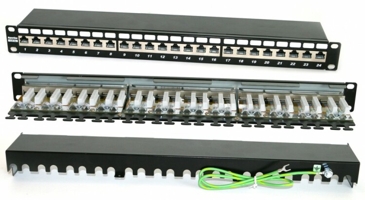 Патч-панель PP2-19-24-8P8C-C6A-SH-110D 19", 1U, 24 порта RJ-45 полн. экран., категория 6A, Dual IDC | 48584 | Hyperline