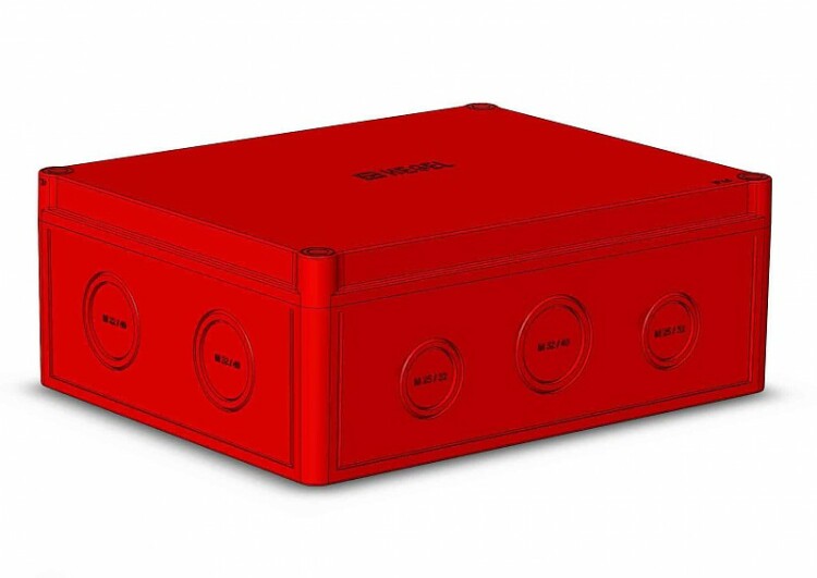 Коробка 240х190х93 ПС полистирол,красный цвет корпуса и крышки,низкая крышка,пластина МП1 | КР2803-141 | HEGEL