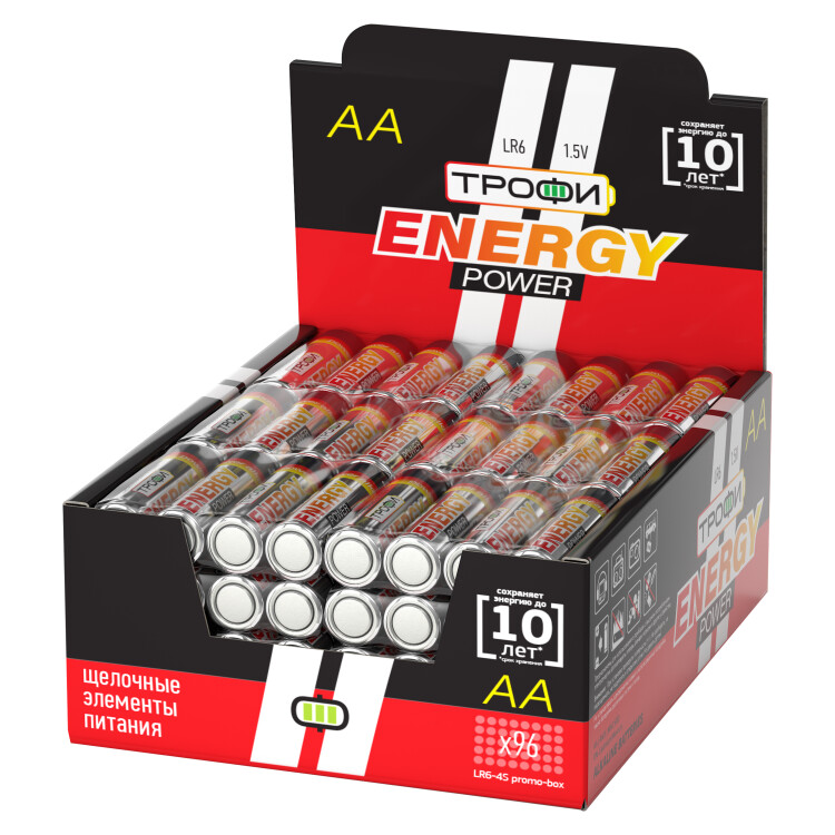 Батарейка щелочная (алкалиновая) LR6-4S promo-box (96/384/18432) (AA) | Б0017350 | ТРОФИ