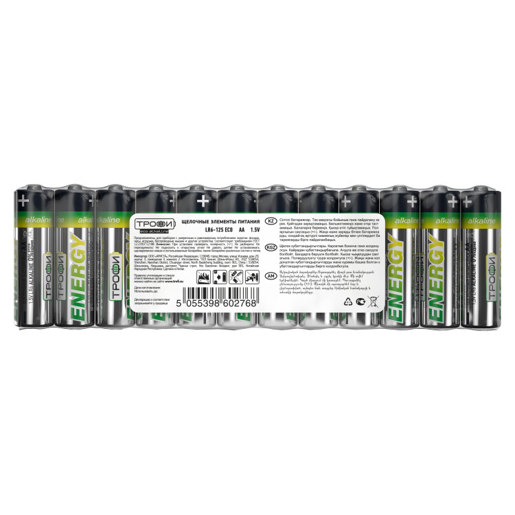 Батарейка щелочная (алкалиновая) LR6-12S ECO (60/720/21600) (AA) | Б0027814 | ТРОФИ