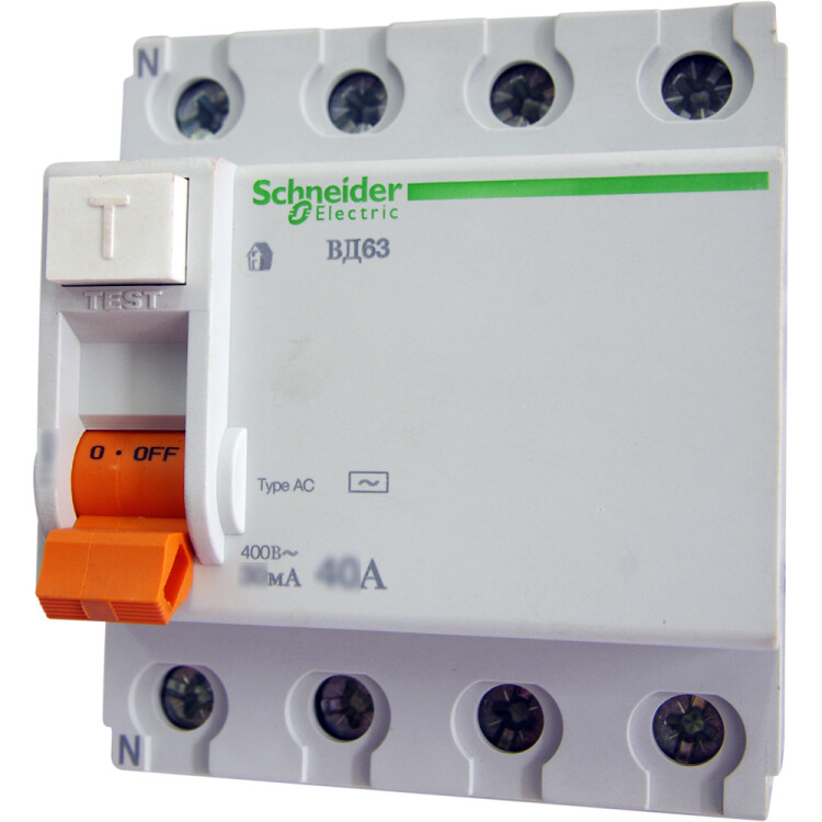 Выключатель дифференциальный (УЗО) ВД63 4п 40А 300мА тип AC | 11465 | Schneider Electric
