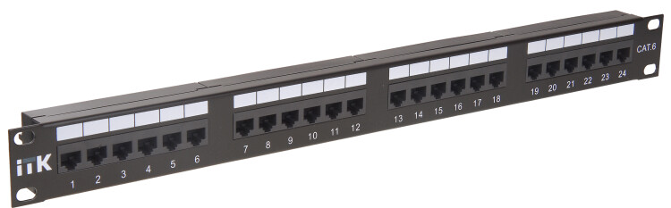 Патч-панель 1U кат.6 UTP 24 порта (Dual IDC) | PP24-1UC6U-D05 | ITK