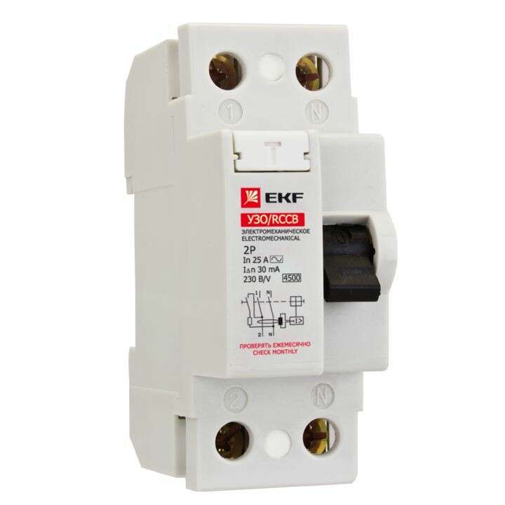 Выключатель дифференциальный (УЗО) УЗО ВД-40 2P 32А/10мА (тип АС, электромеханическое) EKF Basic | elcb-2-32-10-em-sim | EKF