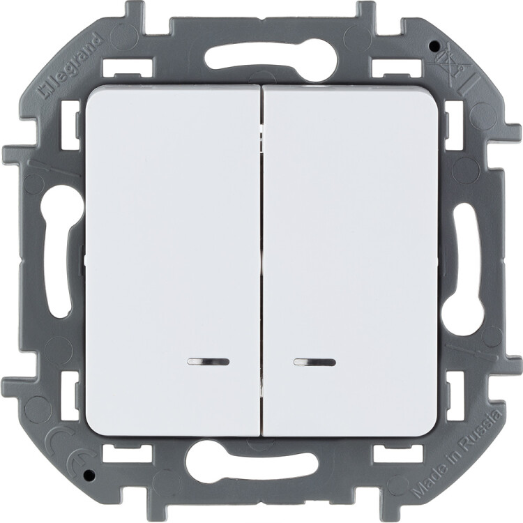 Inspiria белый выключатель 2 кл с подсветкой С/У без рамки | 673630 | Legrand
