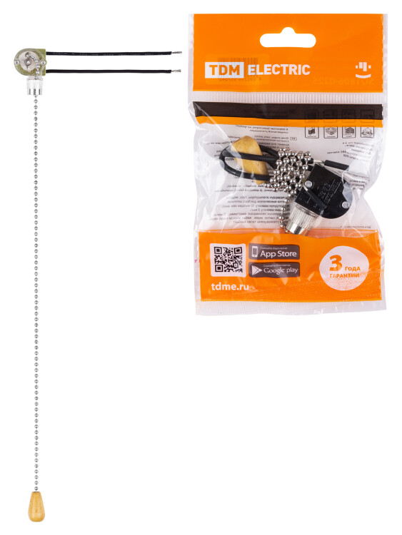 Сонетка-выключатель для бра с цепочкой 3А 250В металлик | SQ1806-0225 | TDM
