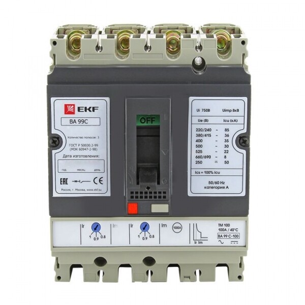 Автоматический выключатель ВА-99C (Compact NS) 100/50А 3P+N 36кА EKF | mccb99C-100-50+N | EKF
