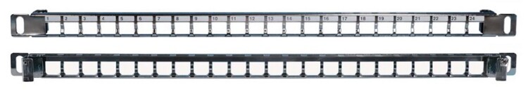 Патч-панель PPBLHD-19-24S-SH-RMмодульная 19",24 порта,Flat Type,0.5U,д.экранир.и неэкр.ир.мод.KJNE,с задним каб.организ.(б.мод.) | 244075 | Hyperline