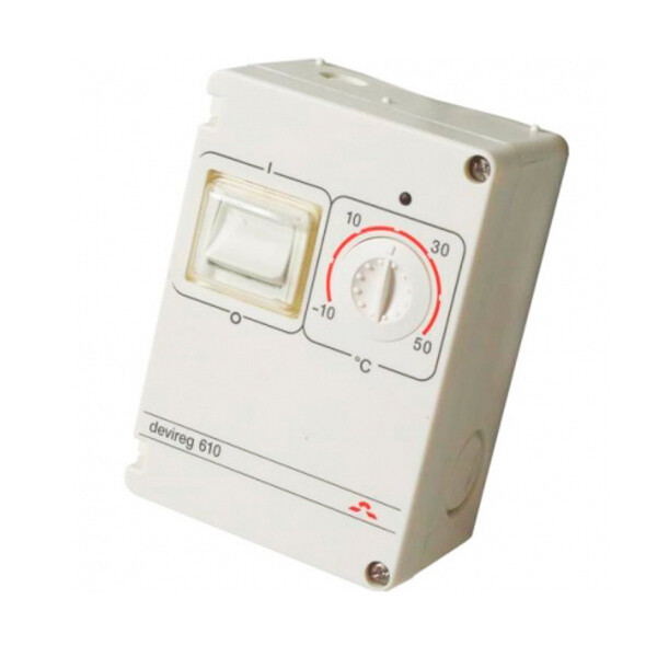 Терморегулятор накладной наружний, с датчиком на проводе, IP44, DEVIreg™ D-610 (-10°C-+50°C), 10А| 140F1080| DEVI
