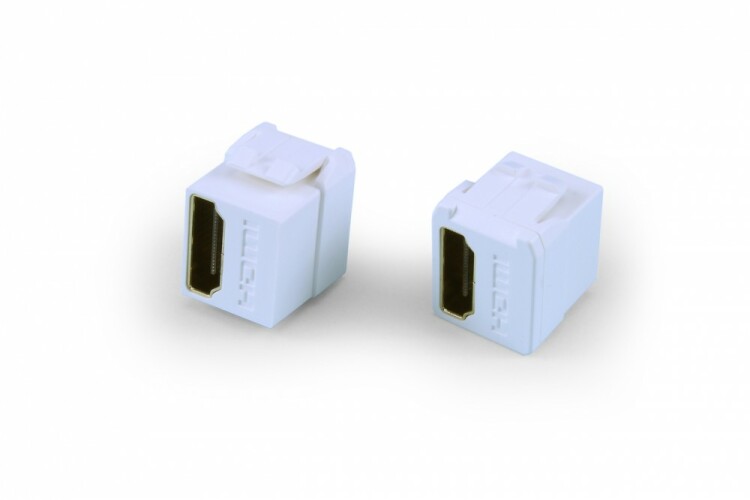 KJ1-HDMI-AS18-WH Вставка формата Keystone Jack с проходным адаптером HDMI 2.0 (Type A), short body (18.2 мм), ROHS, белая | 247089 | Hyperline