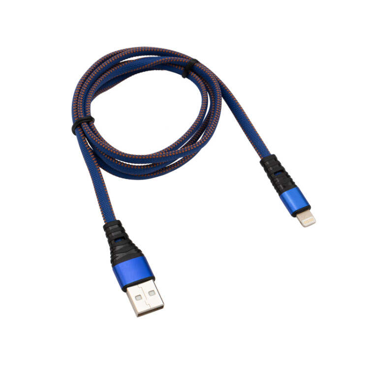 Кабель REXANT USB-Lightning 2.4 A, 1 м, синяя нейлоновая оплетка |18-7053 | REXANT