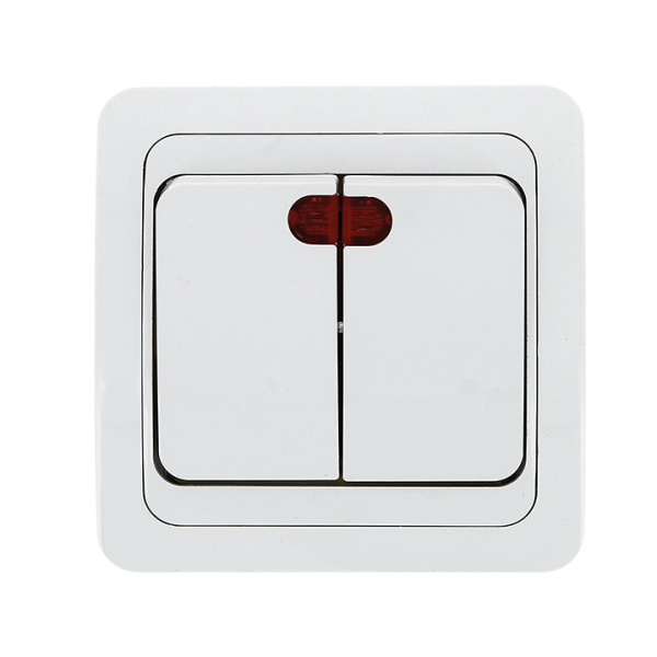 Лондон Выключатель 2-клавишный с индикатором 10А белый EKF PROxima | EEV10-123-10 | EKF